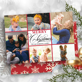 Cartão De Festividades Colagem de Fotos de Script Elegante de Flocos de N