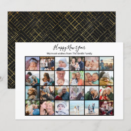 Cartão De Festividades Colagem de Fotos de Script Elegante Simples Preto 