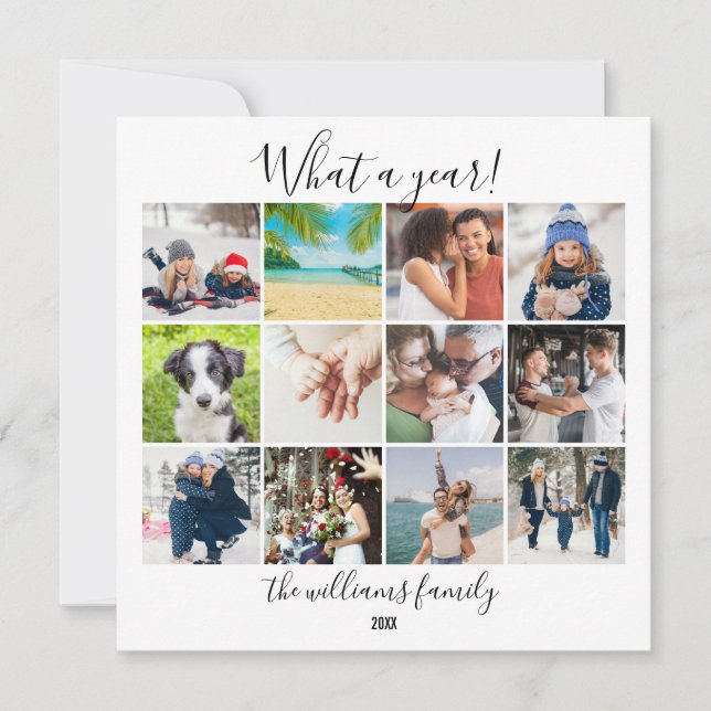 Cartão De Festividades Colagem de Fotos do Ano Que Ano (Frente)