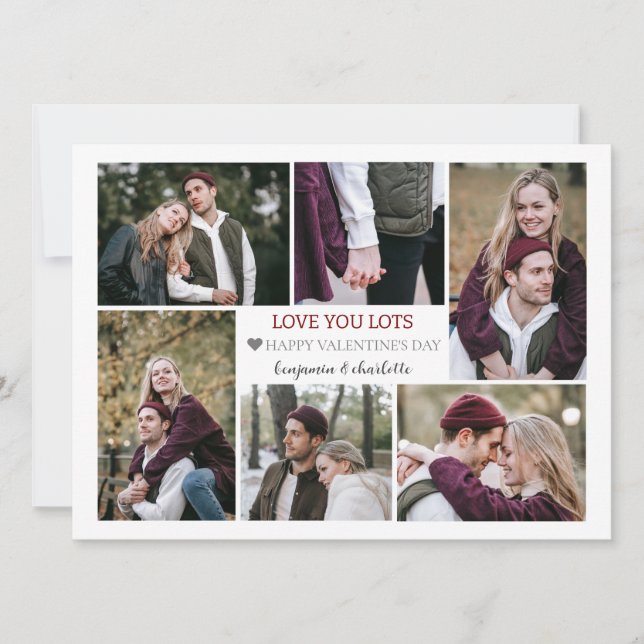 Cartão De Festividades Colagem de fotos do casal Romântico de Amor (Frente)