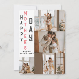 Cartão De Festividades Colagem de Fotos do Dia das Mães Feliz Simples Ele