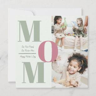 Cartão De Festividades "Colagem de Fotos do Dia das Mães Moderno Letras