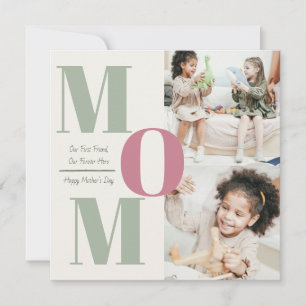 Cartão De Festividades "Colagem de Fotos do Dia das Mães Moderno Letras
