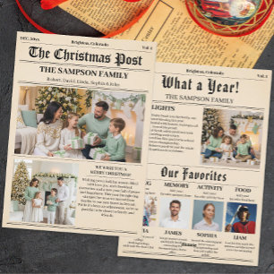 Cartão De Festividades colagem de fotos do jornal de natal
