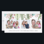 Cartão De Festividades Colagem de Fotos do Winter Greenery<br><div class="desc">Cartões de natal elegantes,  na moda com verde de inverno decorado ao longo do topo. 3 colagem de fotos em uma grade horizontal com a tipografia moderna de tendência preta. Uma design para enviar seus Cartões de natal para a família e amigos.</div>