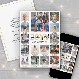 Cartão De Festividades Colagem de Fotos e Legendas Que Dourado Ano Branco