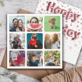 Cartão De Festividades Colagem de Fotos e Texto de Balão de Aniversário F