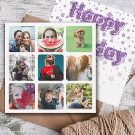 Cartão De Festividades Colagem de Fotos e Texto de Balão de Aniversário H