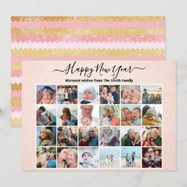 Cartão De Festividades Colagem de Fotos Elegante Elegante Cor-de-Rosa Dou