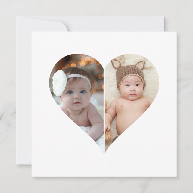 Cartão De Festividades Colagem de Fotos em Forma de Coração 2 (Frente)