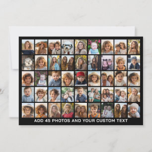 Cartão De Festividades Colagem de Fotos em Grid 45 com Texto - preto