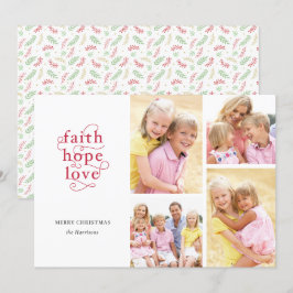 Cartão De Festividades Colagem de Fotos Fé Esperança Amor Família Natal