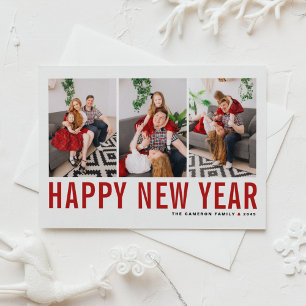 Cartão De Festividades Colagem de Fotos Feliz Ano Novo com Tipografia Ver