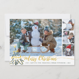 Cartão De Festividades Colagem de Fotos Feliz Árvore de Natal 4