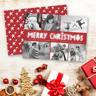 Cartão De Festividades Colagem De Fotos Feliz De Árvore De Natal E Star G
