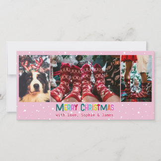 Cartão De Festividades Colagem de Fotos Feliz e Feliz Natal 3