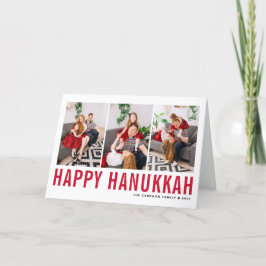 Cartão De Festividades Colagem de Fotos Feliz Hanukkah da Tipografia Verm