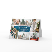 Colagem de Fotos Feliz Hanukkah Typografia Azul