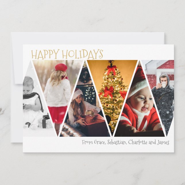 Cartão De Festividades Colagem de Fotos Feliz Natal (Frente)