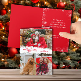 Cartão De Festividades Colagem de Fotos Feliz Natal 3 Dobrada