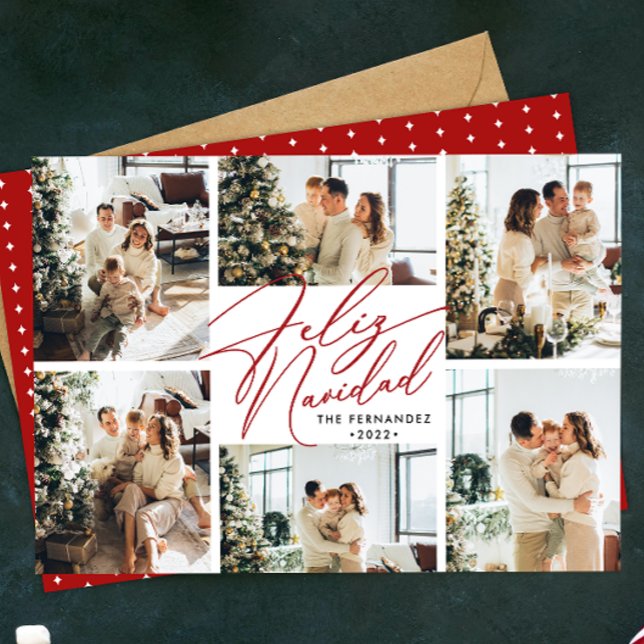 Cartão De Festividades Colagem de Fotos Feliz Navidad Espanhol (Criador carregado)