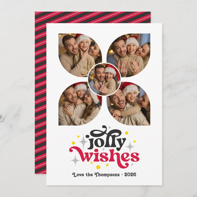 Cartão De Festividades Colagem de Fotos Festivas de Black Tie no Natal (Frente/Verso)