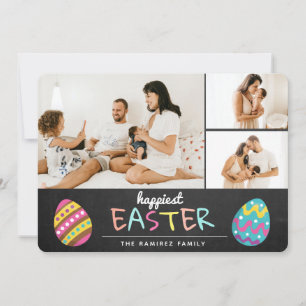 Cartão De Festividades Colagem de Fotos Lousa Pastel Páscoa Mais Feliz 