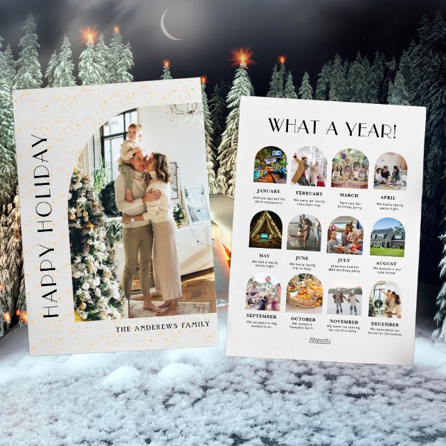 Cartão De Festividades Colagem de Fotos Mínima de Natal - Que Ano (Criador carregado)