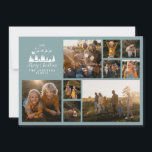 Cartão De Festividades Colagem de fotos mínima moderna azul empoeirado de<br><div class="desc">Moderno e mínimo guião de fotos de férias colagem empoeirada azul e branco cartão de Natal. Papai noel de Natal tradicional e design.</div>