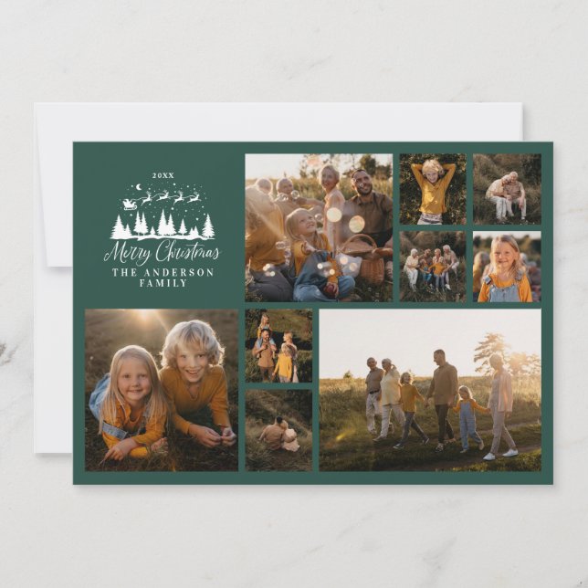 Cartão De Festividades Colagem de fotos mínima moderna elegante de Natal (Frente)