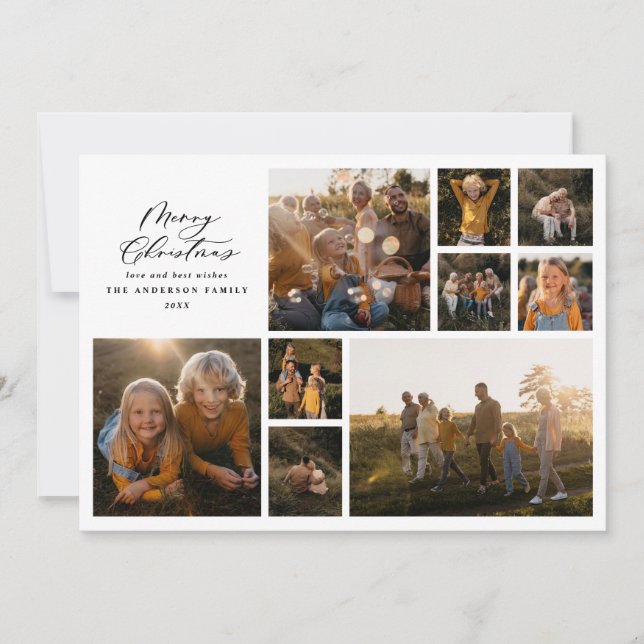 Cartão De Festividades Colagem de fotos mínima moderna elegante de Natal (Frente)