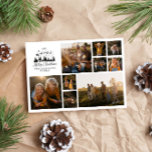 Cartão De Festividades Colagem de fotos mínima moderna elegante de Natal<br><div class="desc">O moderno mínimo de roteiro colagem de fotos de feriado preto e branco. Papai noel de Natal tradicional e design.</div>