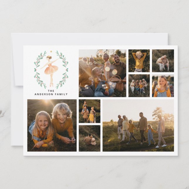 Cartão De Festividades Colagem de fotos mínima moderna elegante de Natal (Frente)