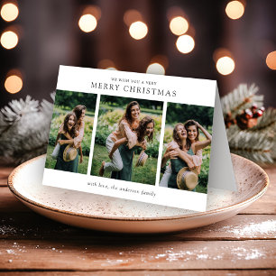 Cartão De Festividades Colagem de Fotos Minimalista Natal Moderno