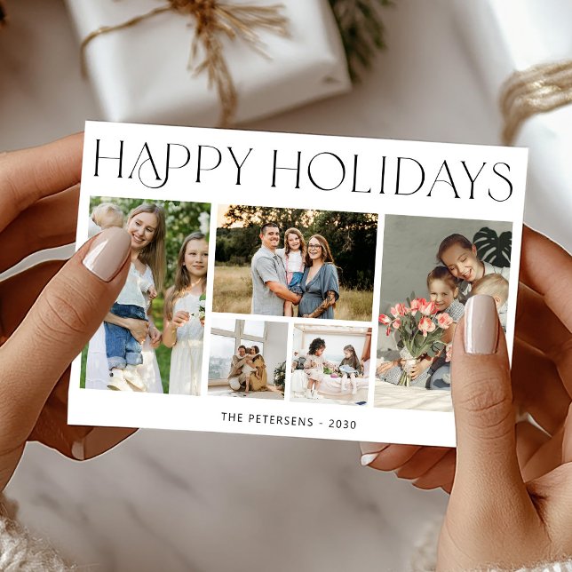 Cartão De Festividades Colagem de fotos Moderna 5 Feliz Natal (Criador carregado)