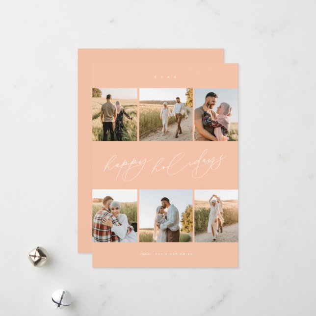 Cartão De Festividades Colagem de Fotos Moderna 6 do Elegant Script Typog (Frente/Verso In Situ)