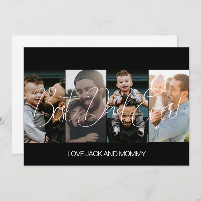 Cartão De Festividades Colagem de Fotos Moderna Dia dos Pais  (Frente/Verso)