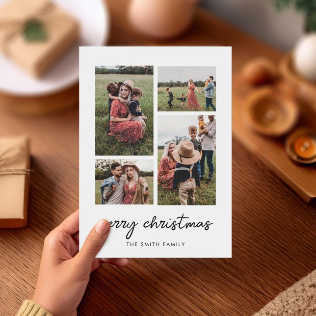 Cartão De Festividades Colagem de Fotos Moderna e Mínima de Feliz Natal (Criador carregado)