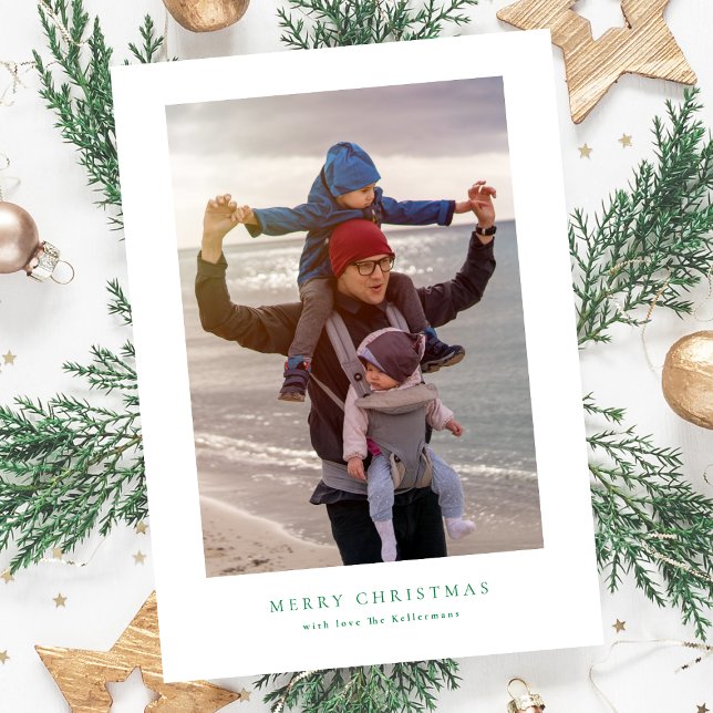 Cartão De Festividades colagem de fotos moderna feliz natal verde feliz (Criador carregado)