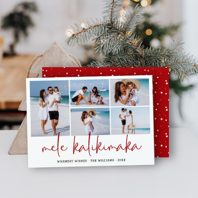 Cartão De Festividades Colagem de Fotos Moderna Mele Kalikimaka Havaiano  (Criador carregado)
