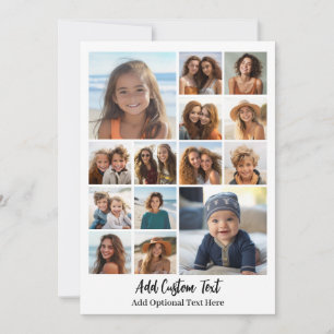 Cartão De Festividades Colagem de Fotos Moderna Minimalista Cinza Branco