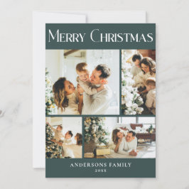 Cartão De Festividades Colagem de Fotos Moderna - Natal Verde Escandinavo