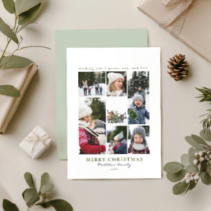 Cartão De Festividades Colagem de Fotos Moderna Simples da Família de Nat