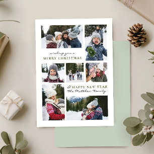 Cartão De Festividades Colagem de Fotos Moderna Simples de Natal Família