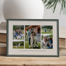 Colagem de fotos moldura verde simples família Nat