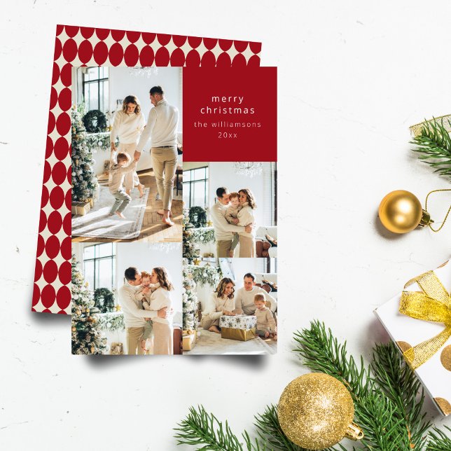 Cartão De Festividades Colagem de Fotos Múltiplas Balas Vermelhas Retro N (Criador carregado)