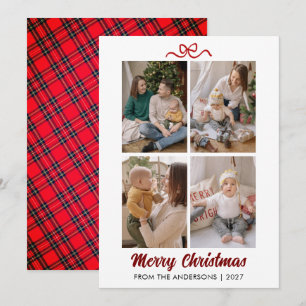 Cartão De Festividades Colagem de Fotos Natal Feliz com Letra Vermelha El
