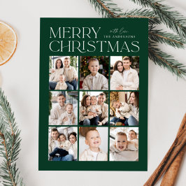 Cartão De Festividades Colagem de Fotos Natal Verde Moderno 9