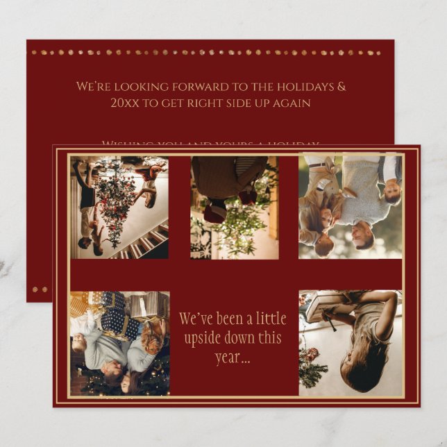 Cartão De Festividades Colagem de Fotos no Feriado Natal Inativo (Frente/Verso)