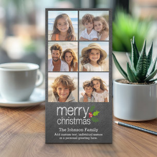 Cartão De Festividades Colagem de Fotos no Quadro Negro Feliz Natal Azevi